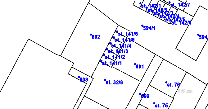 Parcela st. 141/2 v KÚ Čepirohy, Katastrální mapa