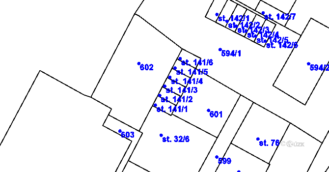 Parcela st. 141/3 v KÚ Čepirohy, Katastrální mapa