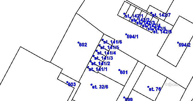 Parcela st. 141/4 v KÚ Čepirohy, Katastrální mapa