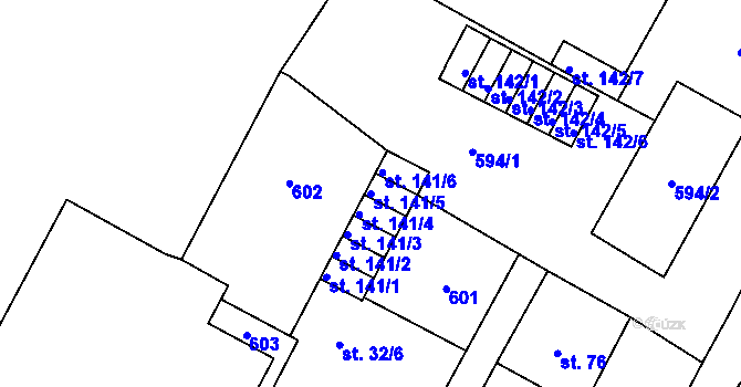 Parcela st. 141/5 v KÚ Čepirohy, Katastrální mapa