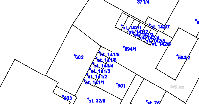 Parcela st. 141/6 v KÚ Čepirohy, Katastrální mapa