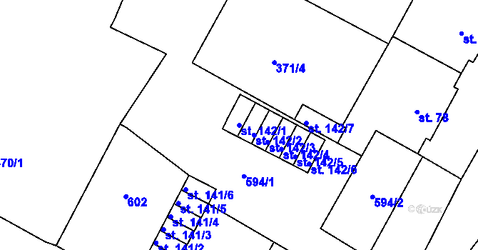 Parcela st. 142/1 v KÚ Čepirohy, Katastrální mapa