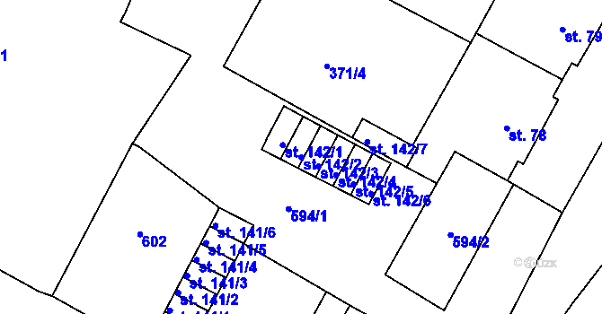 Parcela st. 142/2 v KÚ Čepirohy, Katastrální mapa