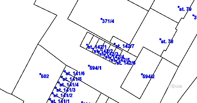 Parcela st. 142/3 v KÚ Čepirohy, Katastrální mapa