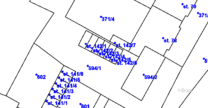 Parcela st. 142/4 v KÚ Čepirohy, Katastrální mapa