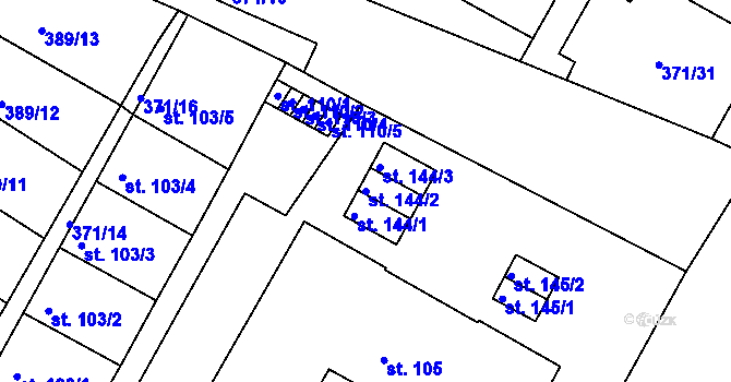 Parcela st. 144/2 v KÚ Čepirohy, Katastrální mapa