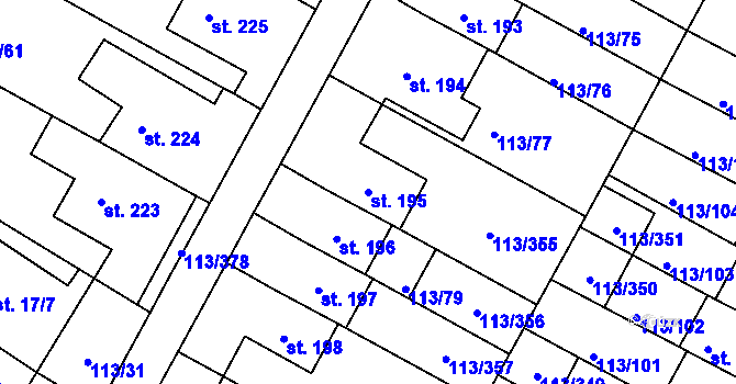 Parcela st. 195 v KÚ Čepirohy, Katastrální mapa