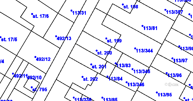 Parcela st. 200 v KÚ Čepirohy, Katastrální mapa