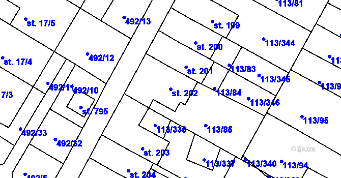 Parcela st. 202 v KÚ Čepirohy, Katastrální mapa