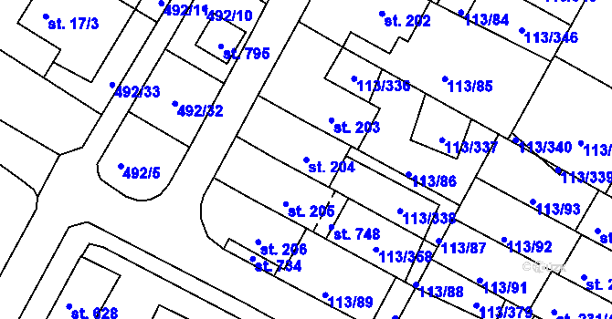 Parcela st. 204 v KÚ Čepirohy, Katastrální mapa