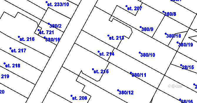Parcela st. 214 v KÚ Čepirohy, Katastrální mapa