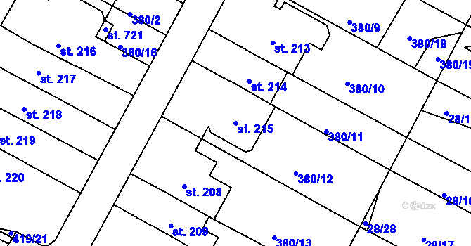 Parcela st. 215 v KÚ Čepirohy, Katastrální mapa