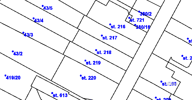 Parcela st. 218 v KÚ Čepirohy, Katastrální mapa