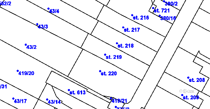 Parcela st. 219 v KÚ Čepirohy, Katastrální mapa