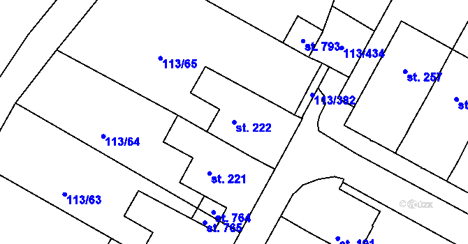 Parcela st. 222 v KÚ Čepirohy, Katastrální mapa