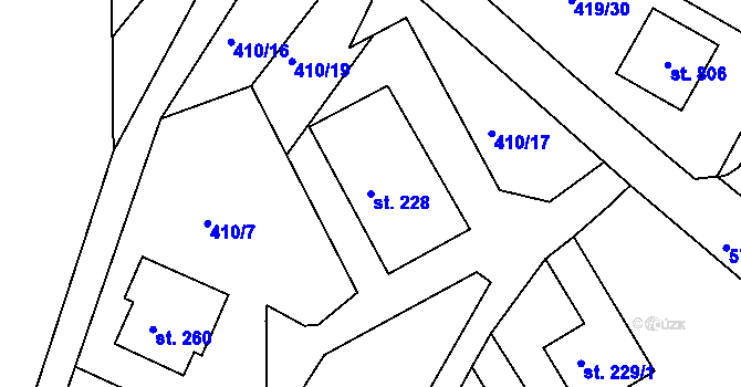 Parcela st. 228 v KÚ Čepirohy, Katastrální mapa