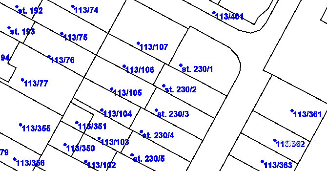 Parcela st. 230/2 v KÚ Čepirohy, Katastrální mapa
