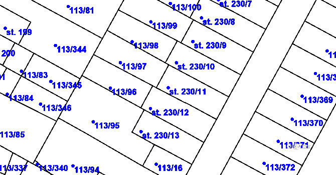 Parcela st. 230/11 v KÚ Čepirohy, Katastrální mapa