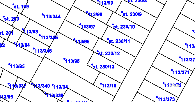 Parcela st. 230/12 v KÚ Čepirohy, Katastrální mapa