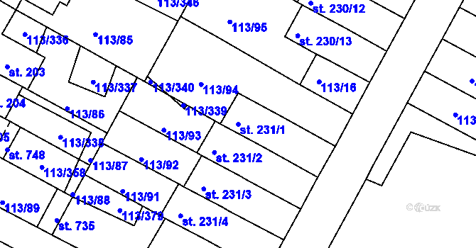 Parcela st. 231/1 v KÚ Čepirohy, Katastrální mapa