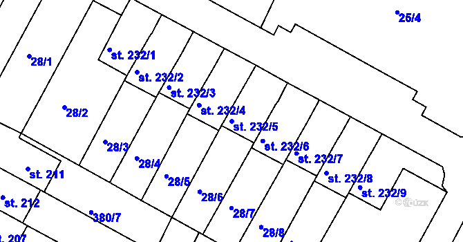 Parcela st. 232/5 v KÚ Čepirohy, Katastrální mapa
