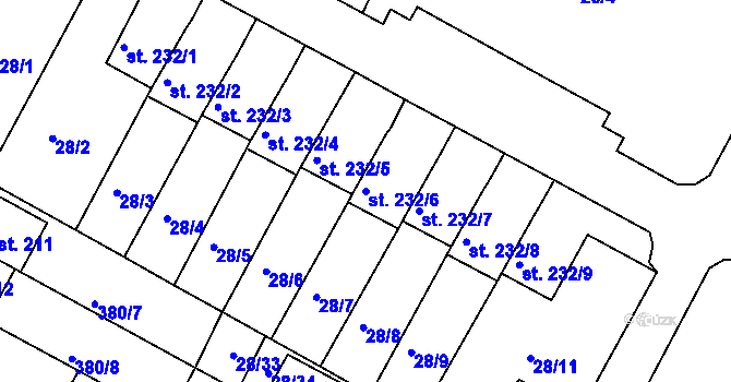 Parcela st. 232/6 v KÚ Čepirohy, Katastrální mapa
