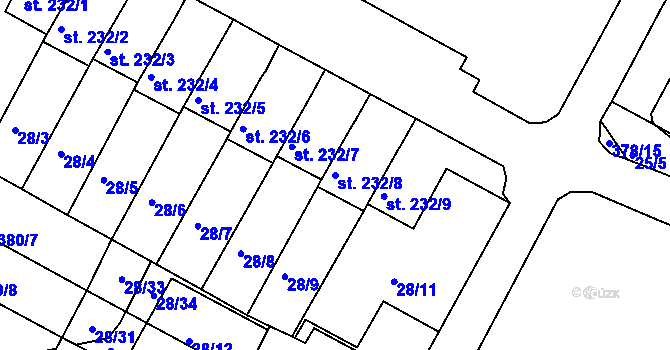 Parcela st. 232/8 v KÚ Čepirohy, Katastrální mapa