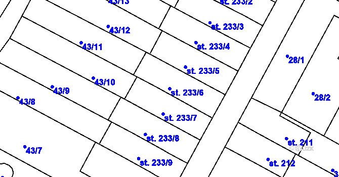 Parcela st. 233/6 v KÚ Čepirohy, Katastrální mapa
