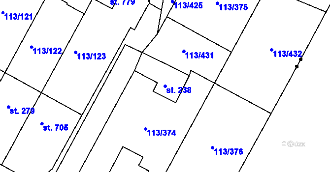 Parcela st. 238 v KÚ Čepirohy, Katastrální mapa