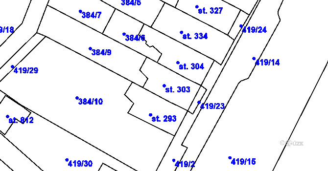 Parcela st. 303 v KÚ Čepirohy, Katastrální mapa