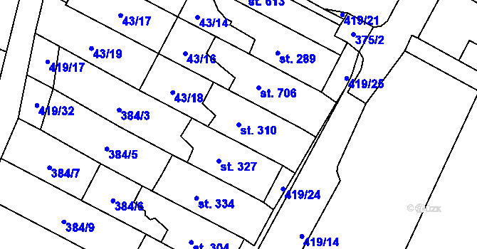 Parcela st. 310 v KÚ Čepirohy, Katastrální mapa