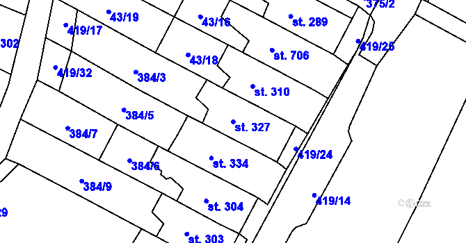 Parcela st. 327 v KÚ Čepirohy, Katastrální mapa