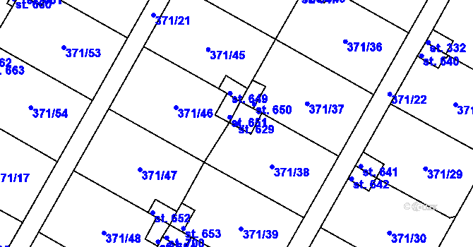 Parcela st. 629 v KÚ Čepirohy, Katastrální mapa