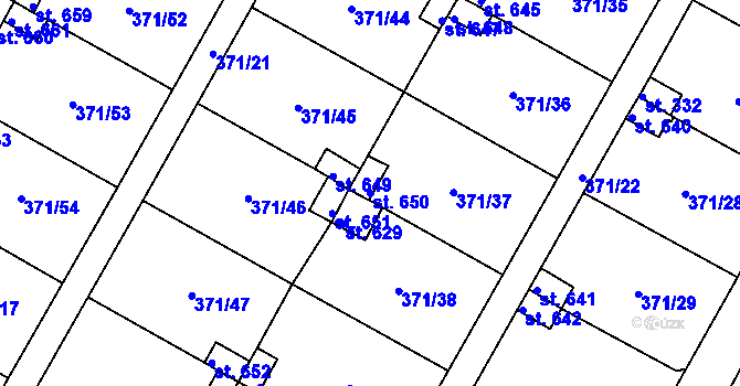Parcela st. 650 v KÚ Čepirohy, Katastrální mapa