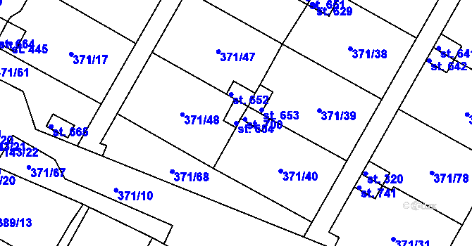 Parcela st. 654 v KÚ Čepirohy, Katastrální mapa