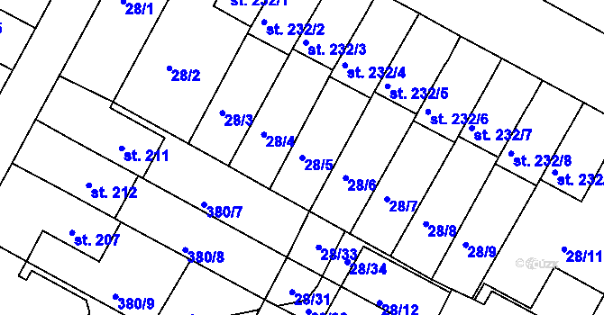 Parcela st. 28/5 v KÚ Čepirohy, Katastrální mapa