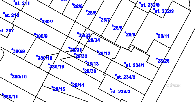 Parcela st. 28/12 v KÚ Čepirohy, Katastrální mapa