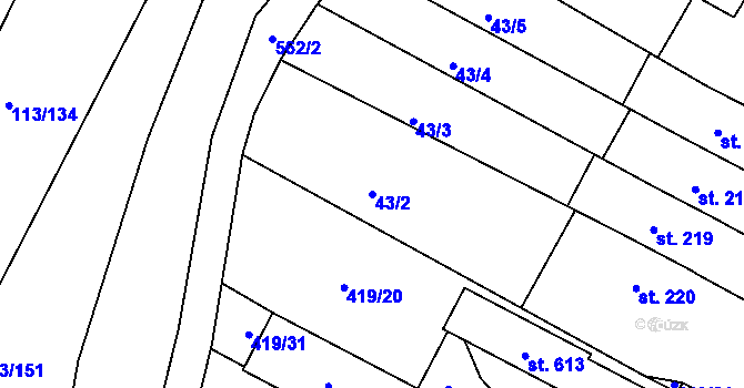 Parcela st. 43/2 v KÚ Čepirohy, Katastrální mapa