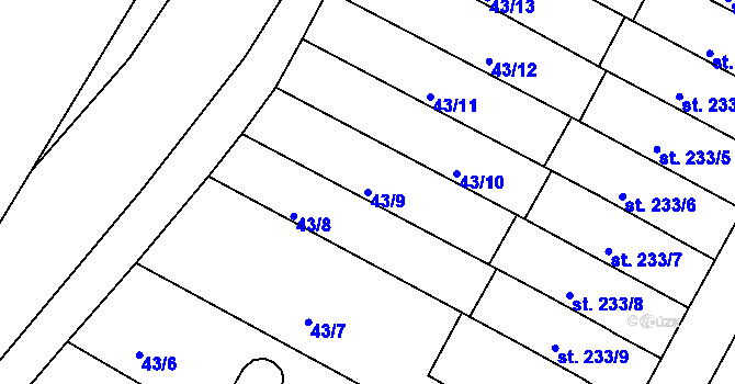 Parcela st. 43/9 v KÚ Čepirohy, Katastrální mapa