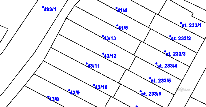 Parcela st. 43/12 v KÚ Čepirohy, Katastrální mapa