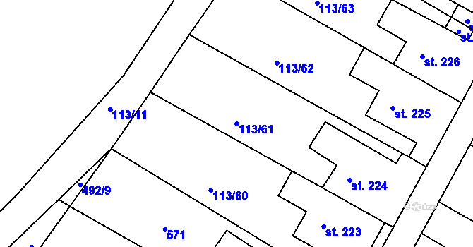 Parcela st. 113/61 v KÚ Čepirohy, Katastrální mapa
