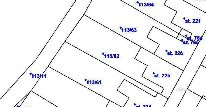 Parcela st. 113/62 v KÚ Čepirohy, Katastrální mapa