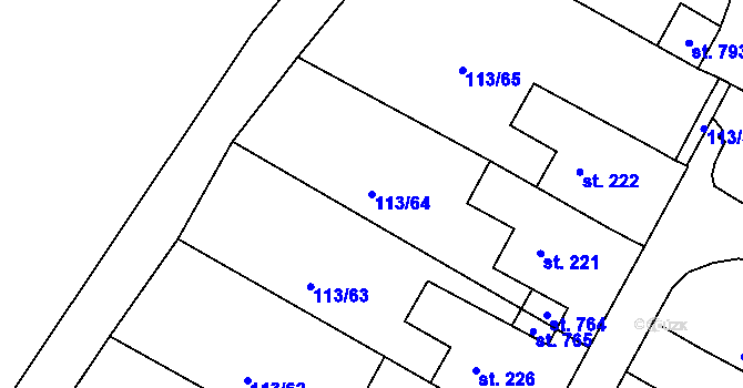 Parcela st. 113/64 v KÚ Čepirohy, Katastrální mapa