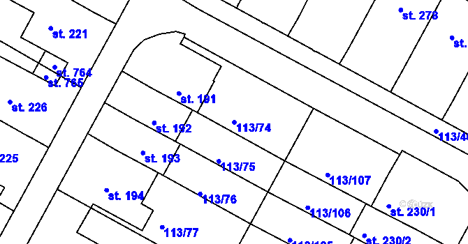 Parcela st. 113/74 v KÚ Čepirohy, Katastrální mapa