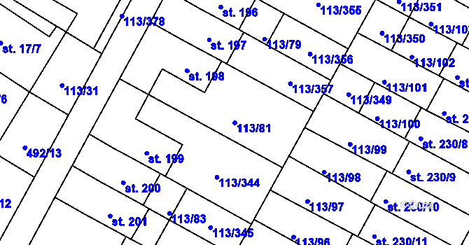 Parcela st. 113/81 v KÚ Čepirohy, Katastrální mapa