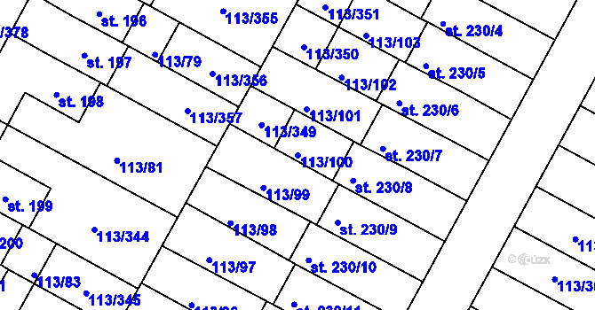 Parcela st. 113/100 v KÚ Čepirohy, Katastrální mapa