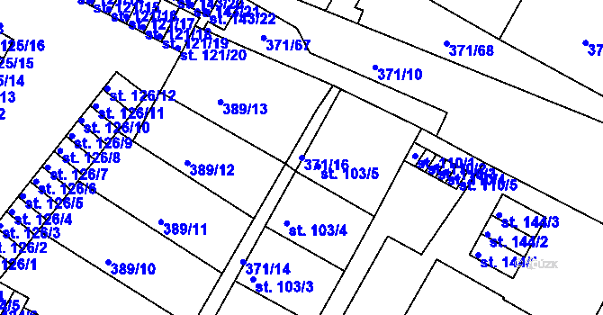 Parcela st. 371/16 v KÚ Čepirohy, Katastrální mapa