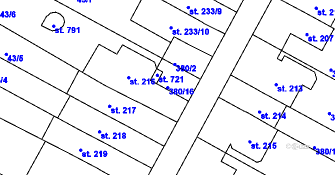 Parcela st. 380/16 v KÚ Čepirohy, Katastrální mapa