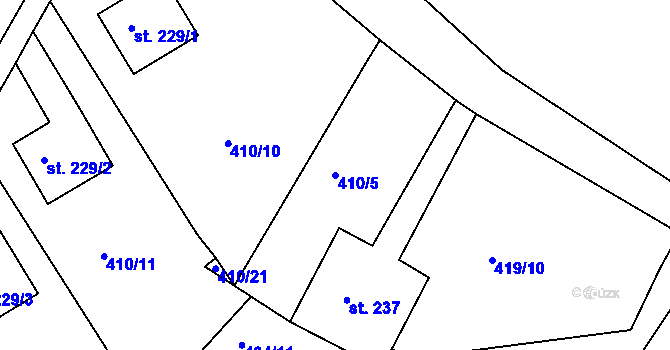 Parcela st. 410/5 v KÚ Čepirohy, Katastrální mapa