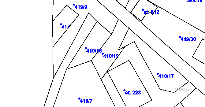 Parcela st. 410/19 v KÚ Čepirohy, Katastrální mapa